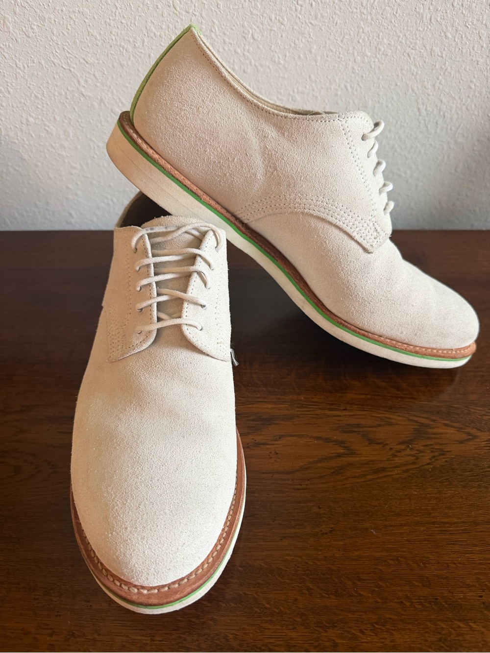 Walk-Over Men’s Custom White Cream Buck Suede “Derby Classic” Style Shoes 11 M